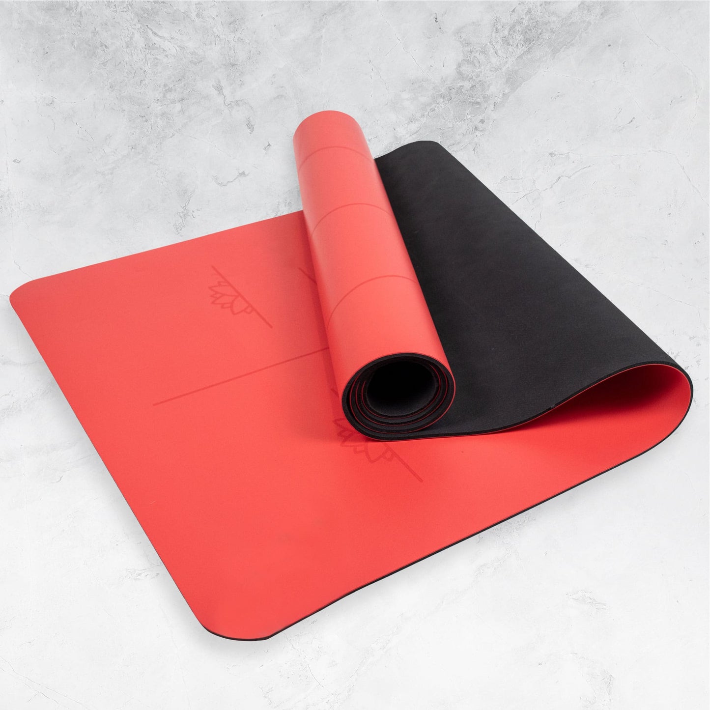 Extra Large Red Lotus Alignment Yoga Mat