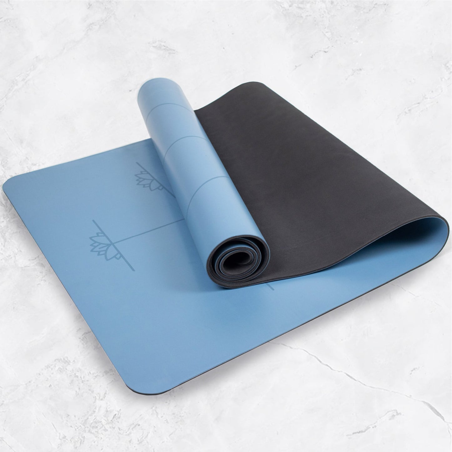Extra Large Blue Lotus Alignment Yoga Mat