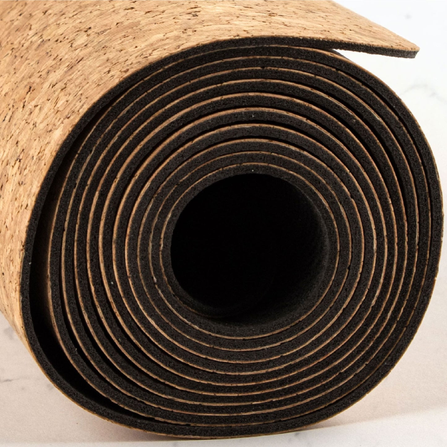 Travel Cork on Rubber Yoga Mat