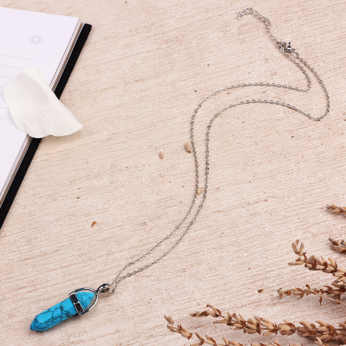 Silver Plated Necklace - Turquoise Pendant