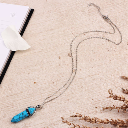 Silver Plated Necklace - Turquoise Pendant