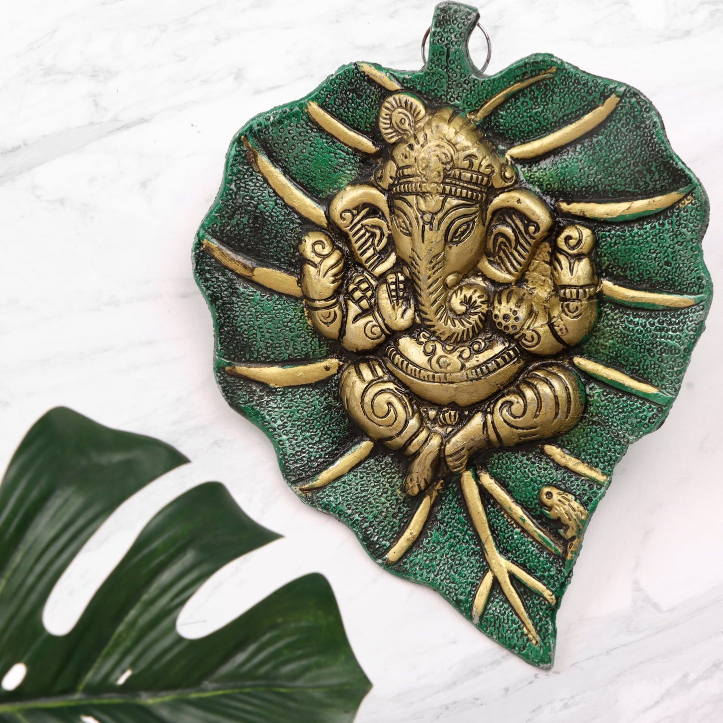 Lord Ganesha On Leaf Wall-hanging