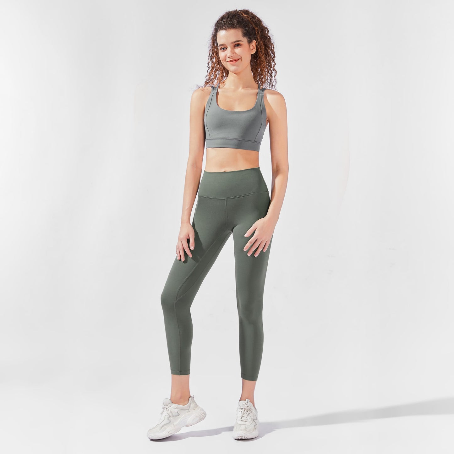 High-Waisted 7/8 YULA Yoga Leggings - Green