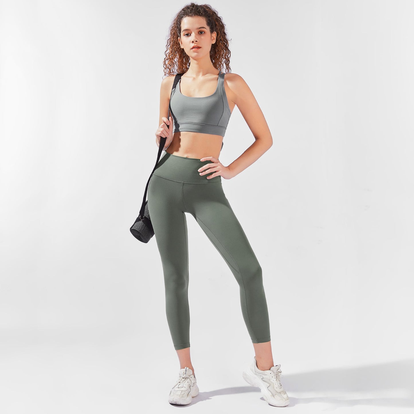 High-Waisted 7/8 YULA Yoga Leggings - Green