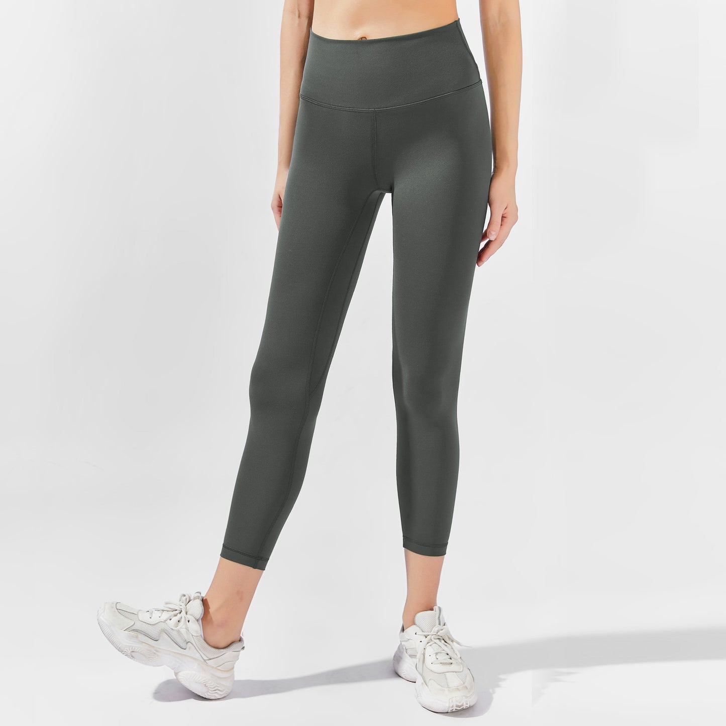 High-Waisted 7/8 YULA Yoga Leggings - Dark Grey