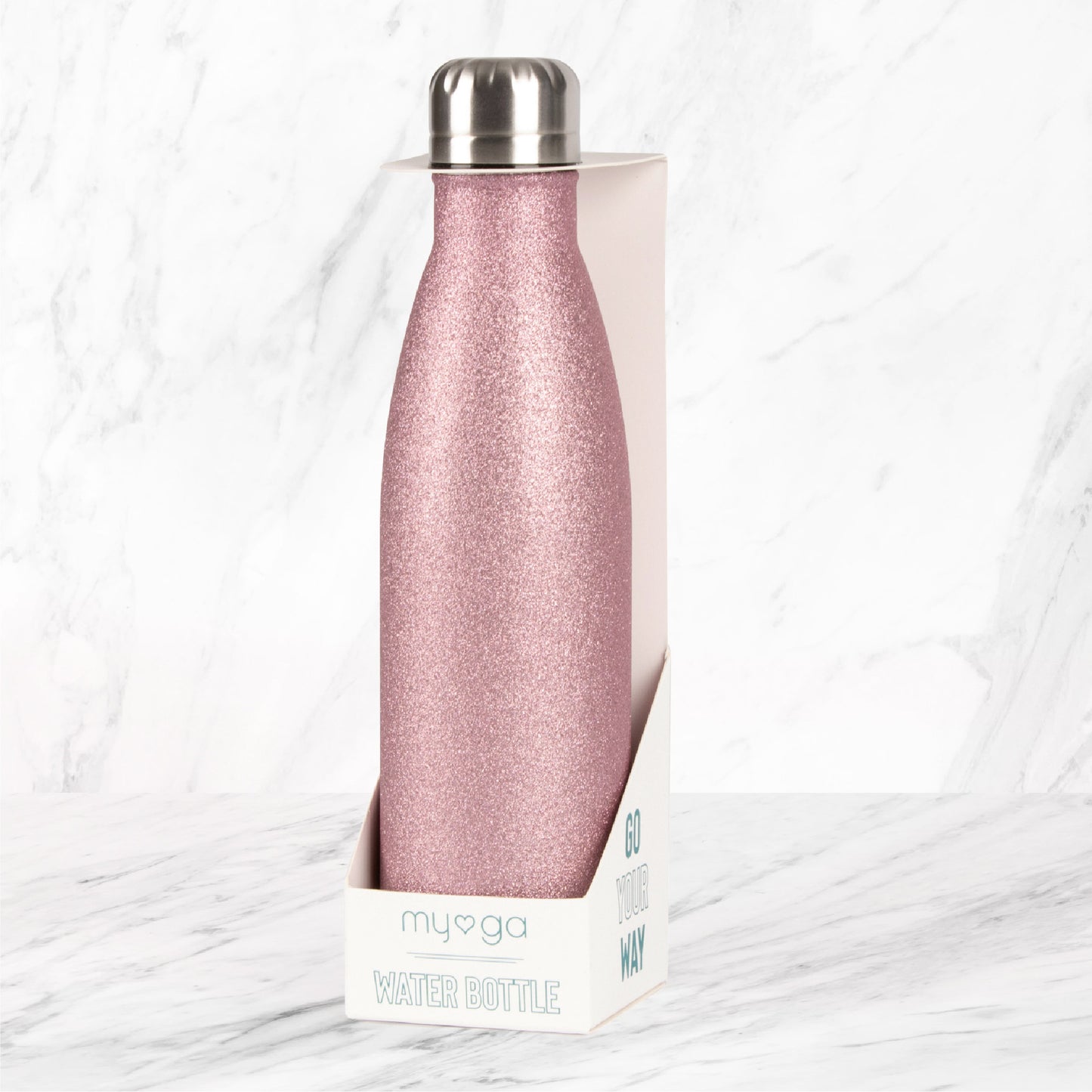 Metal Water Bottle 500ml - Pink Glitter