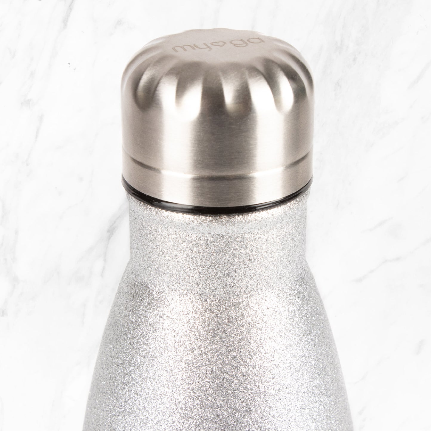 Metal Water Bottle 500ml - Silver Glitter