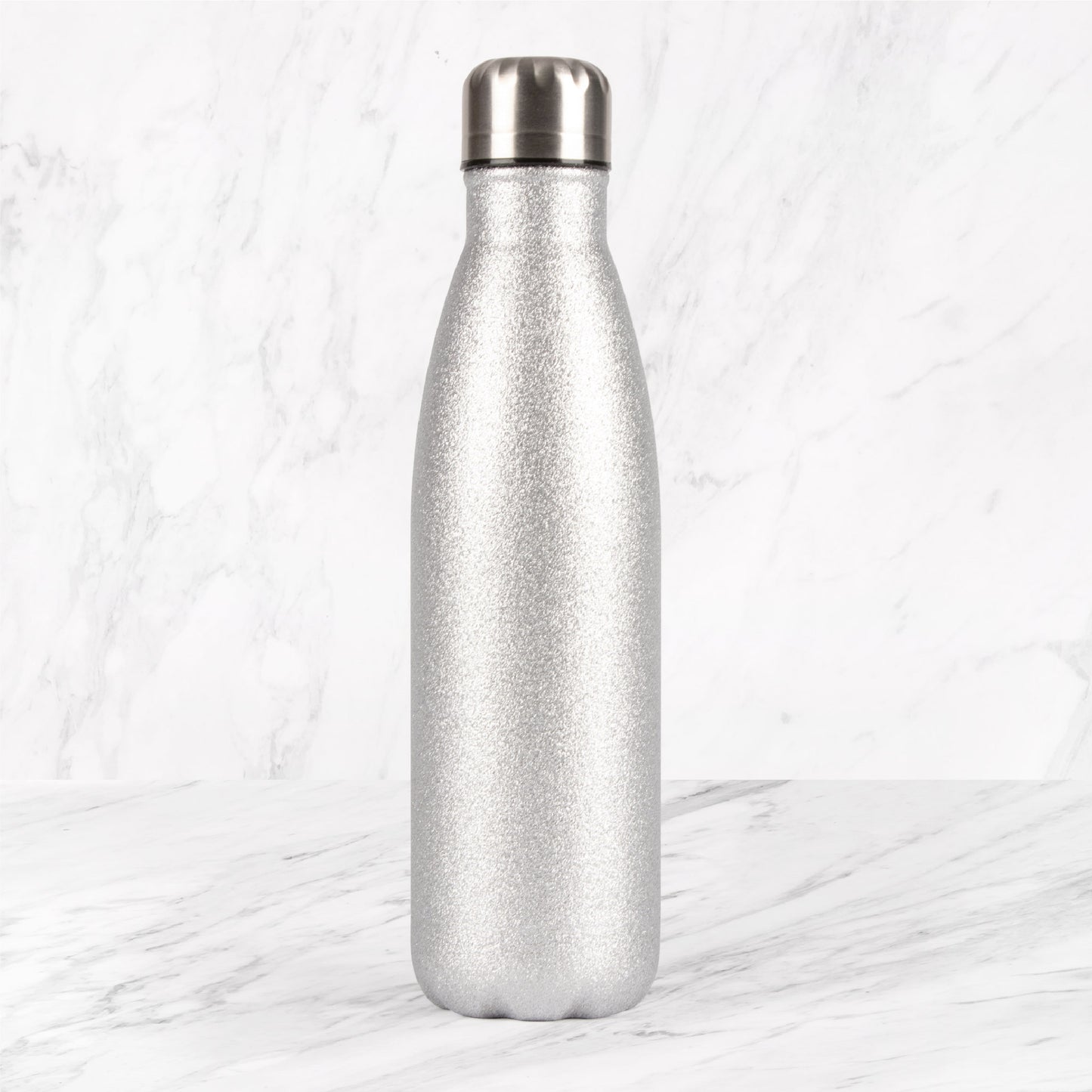 Metal Water Bottle 500ml - Silver Glitter