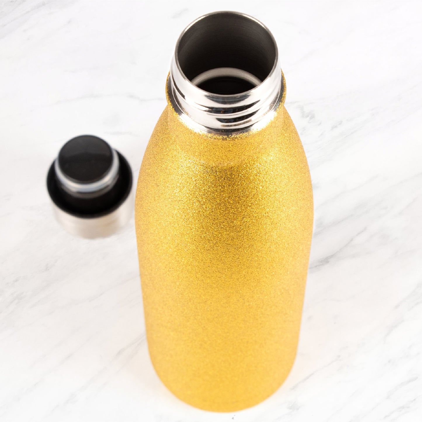 Metal Water Bottle 500ml - Gold Glitter