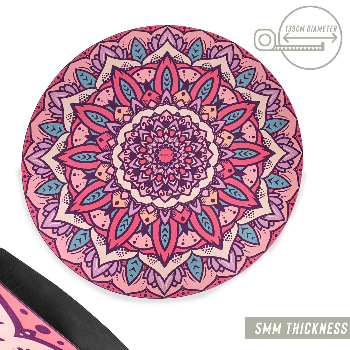 Round Mandala Yoga Mat - 139cm Diameter