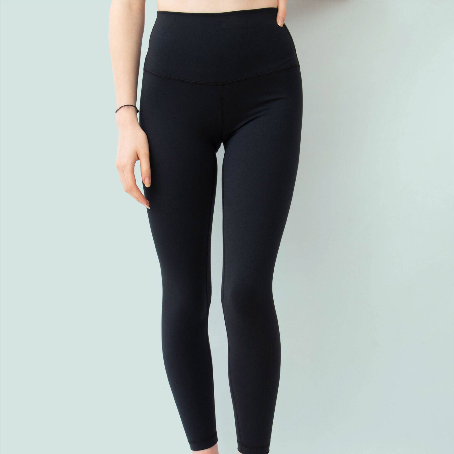 High Waist Full Length Yoga Leggings - Black