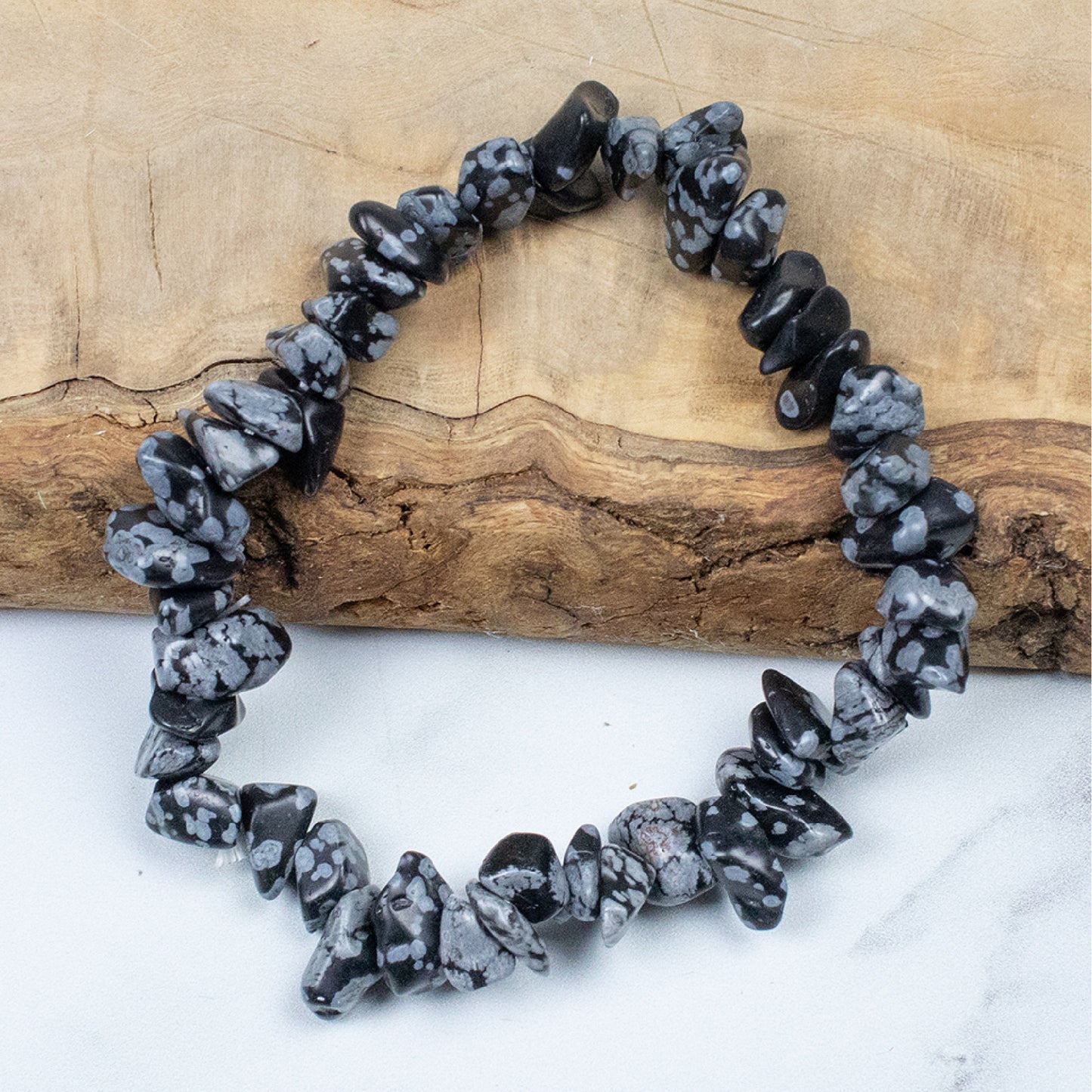 Chip Bracelet - Snowflake Obsidian