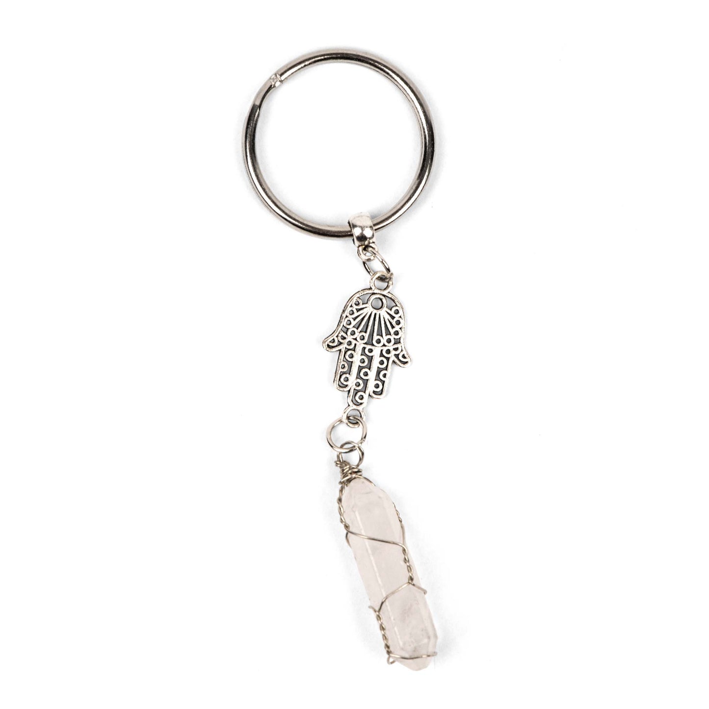 Keyring - Hamsa & Clear Quartz