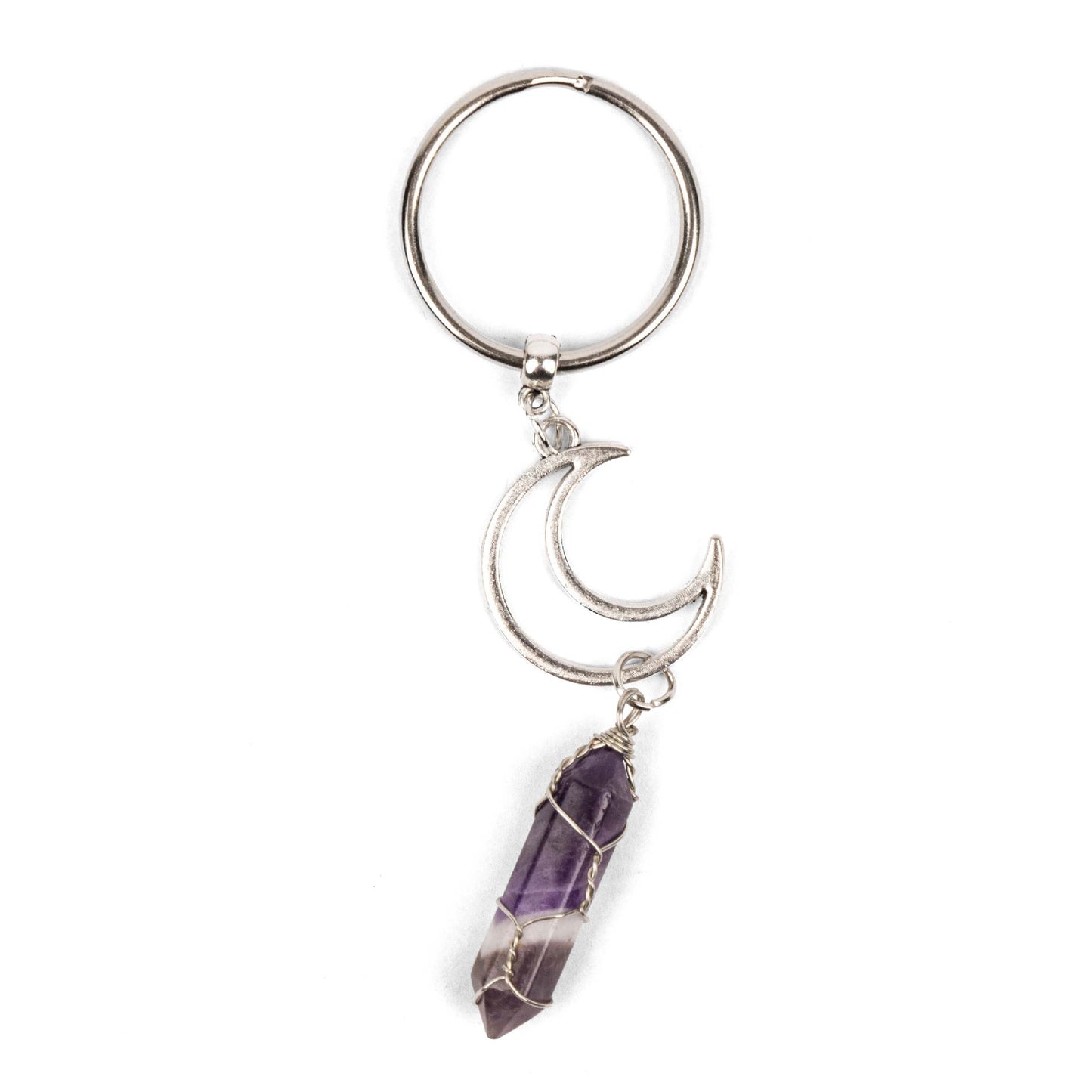 Keyring - Crescent Moon & Amethyst