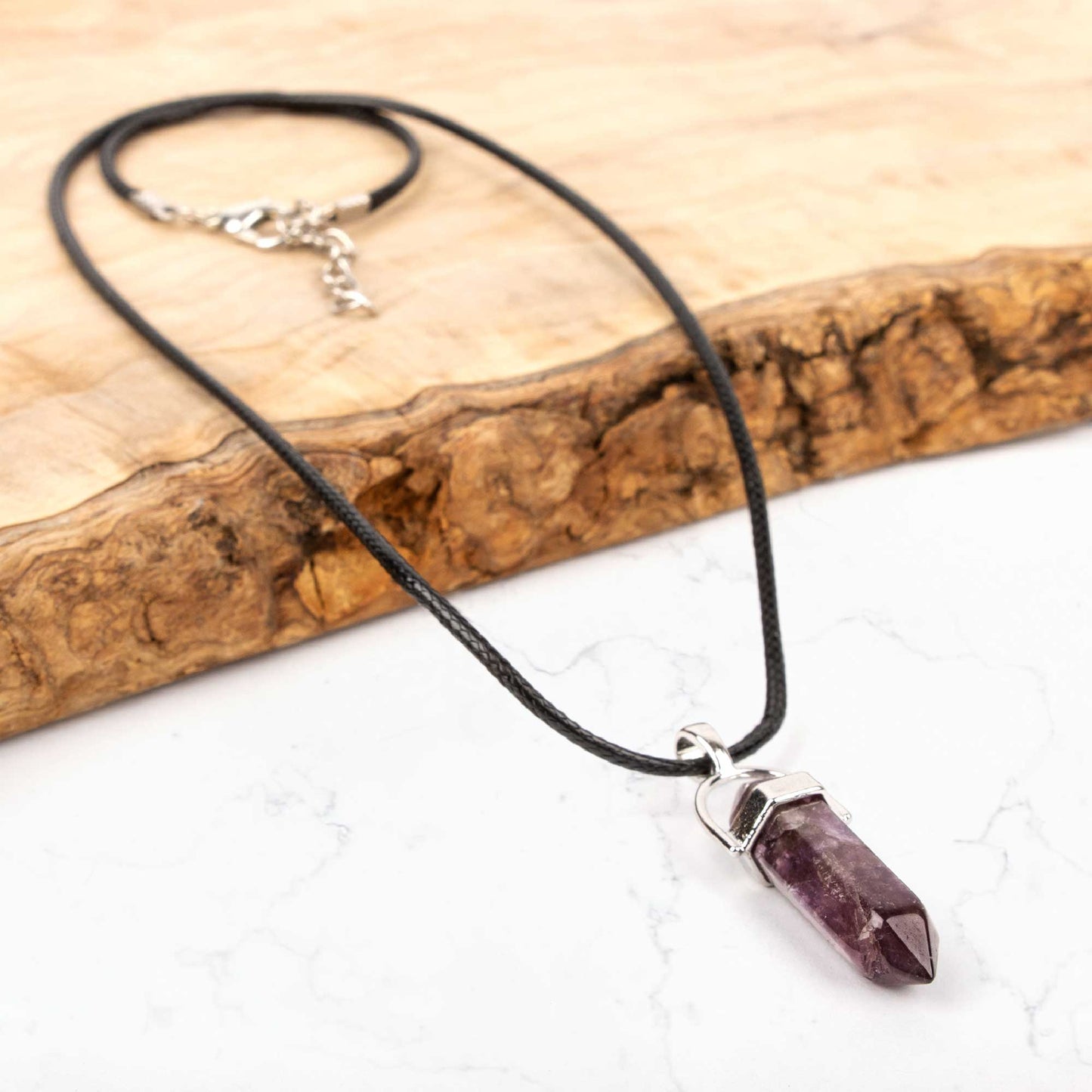 Crystal Pendant Necklace - Amethyst