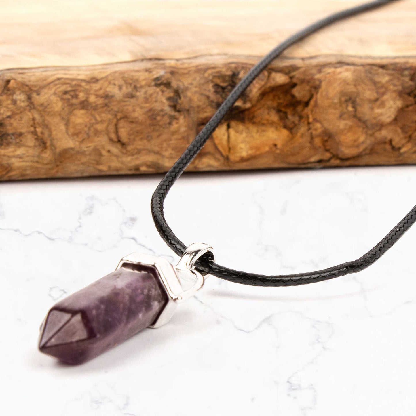 Crystal Pendant Necklace - Amethyst