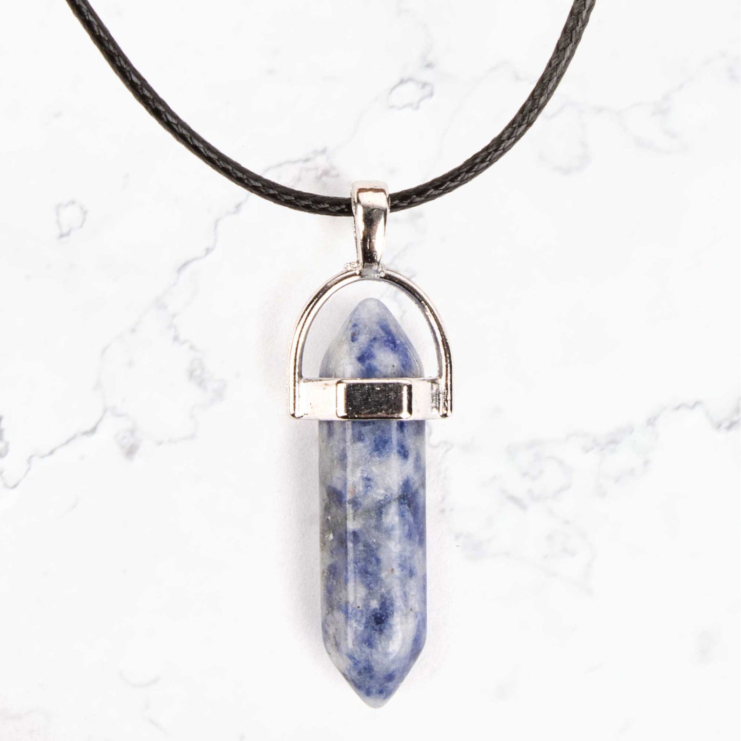 Crystal Pendant Necklace - Blue Spot Jasper