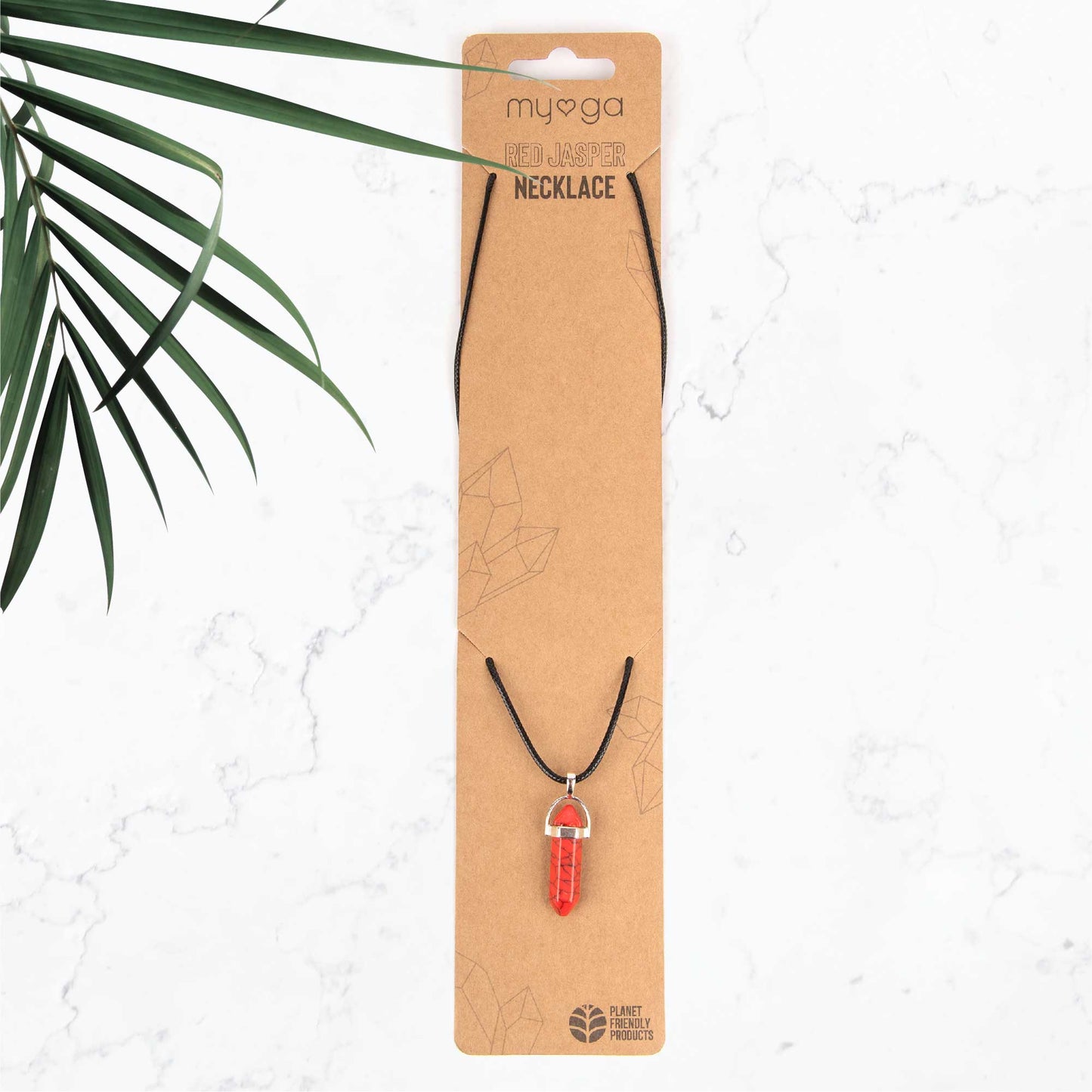 Crystal Pendant Necklace - Red Jasper