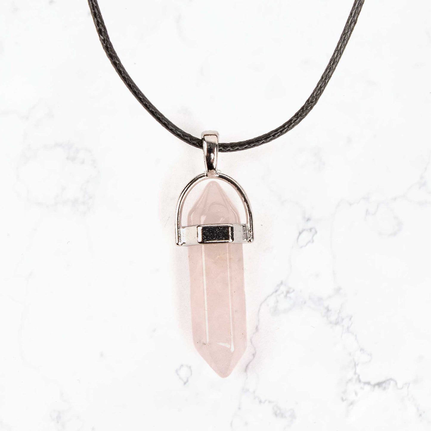 Crystal Pendant Necklace - Rose Quartz