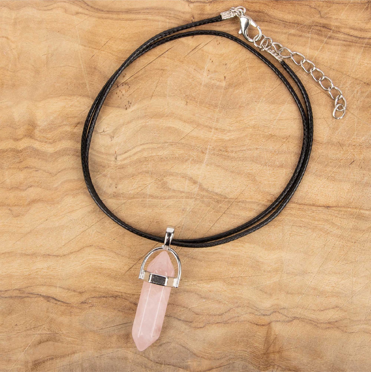 Crystal Pendant Necklace - Rose Quartz