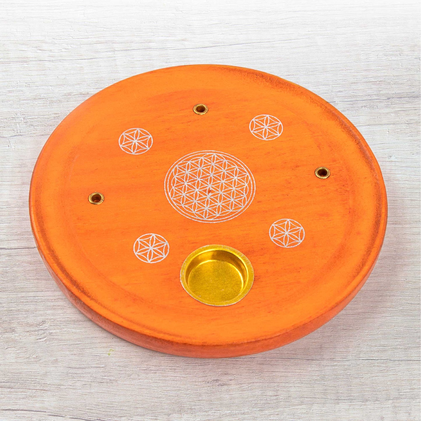 Incense Cone Plate - Flower Of Life Orange