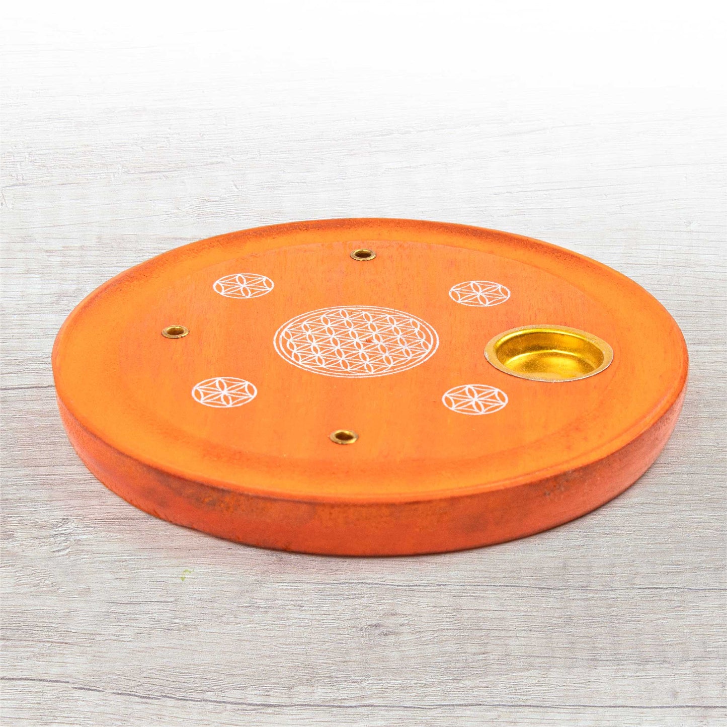 Incense Cone Plate - Flower Of Life Orange