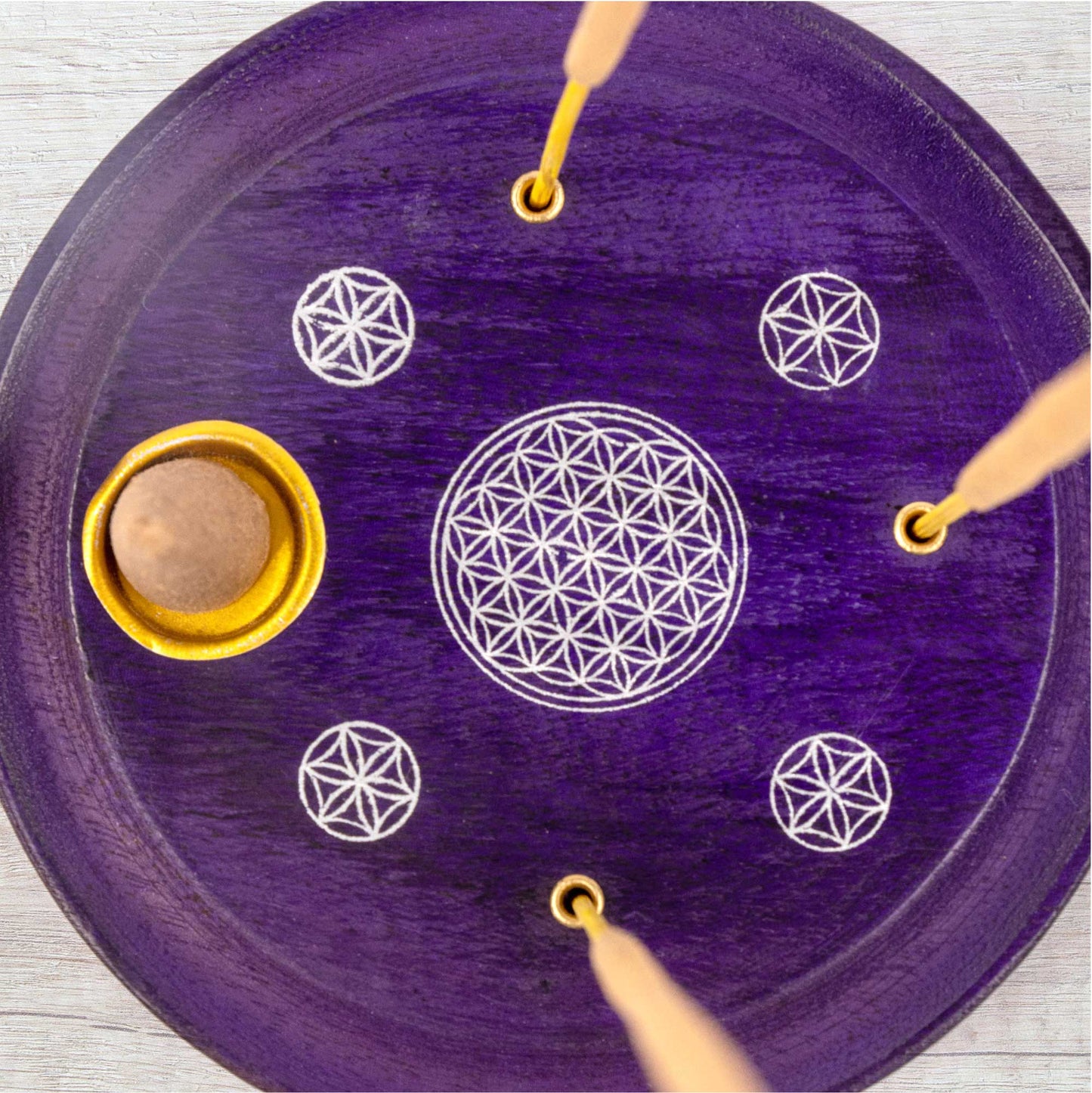 Incense Cone Plate - Flower Of Life Purple