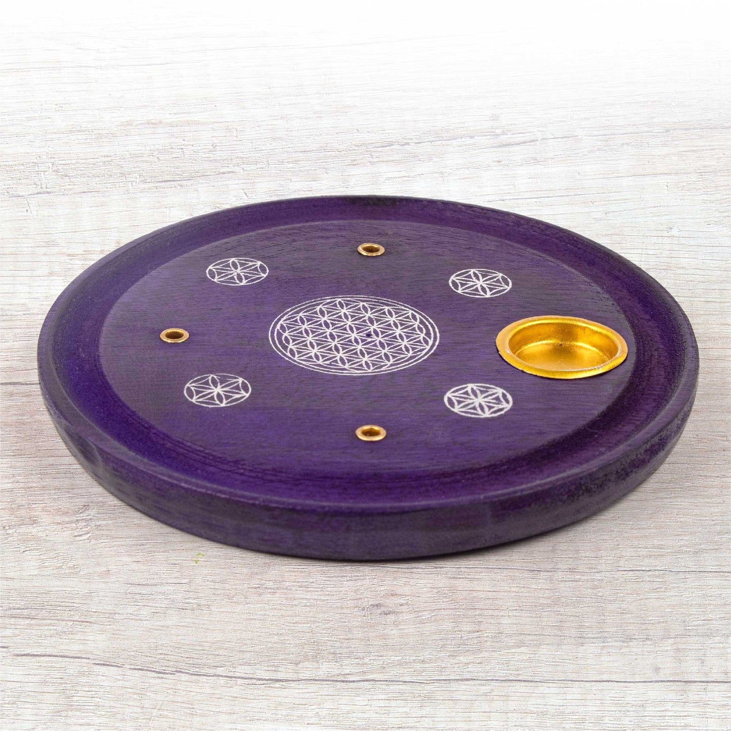 Incense Cone Plate - Flower Of Life Purple
