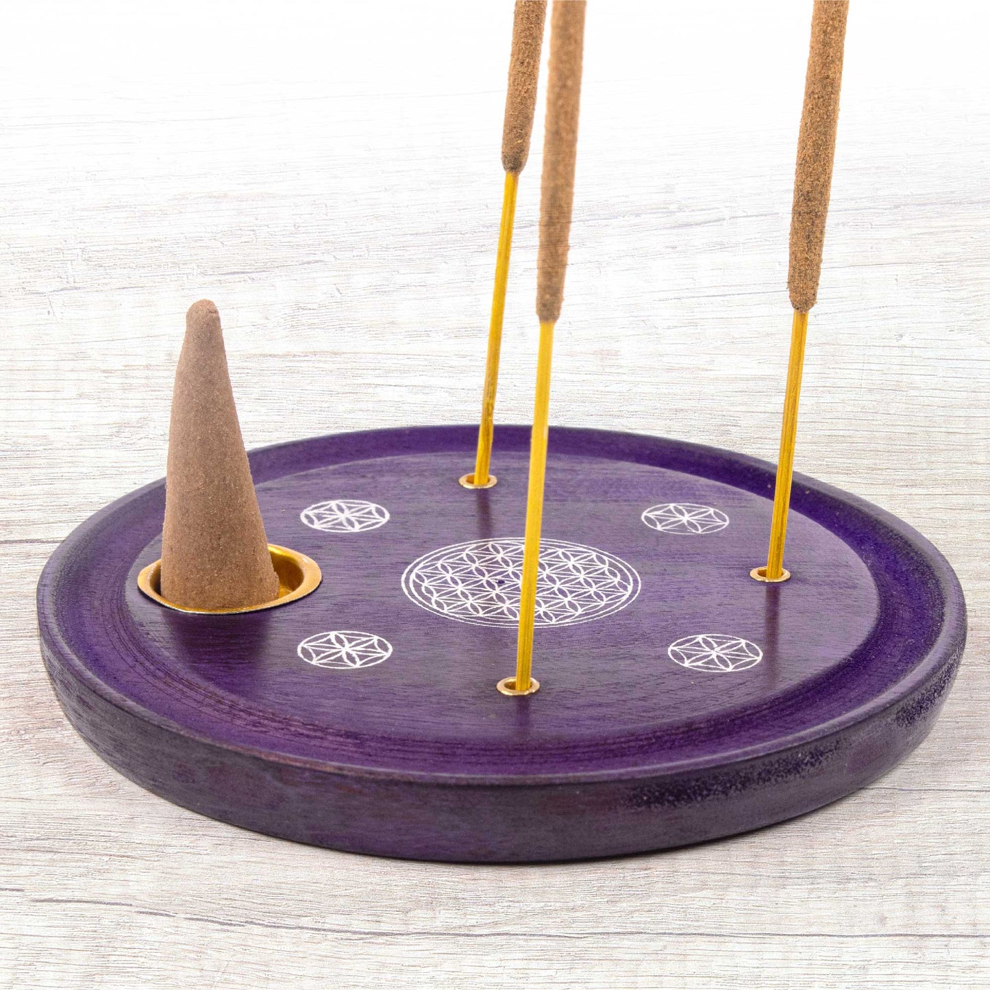 Incense Cone Plate - Flower Of Life Purple