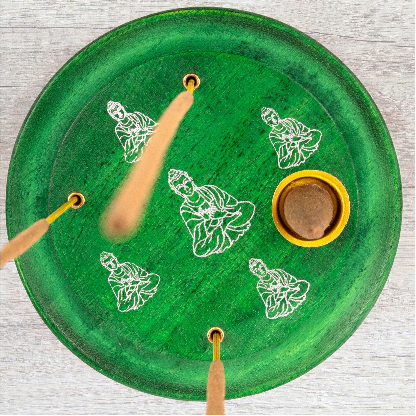 Incense Cone Plate - Buddha Green