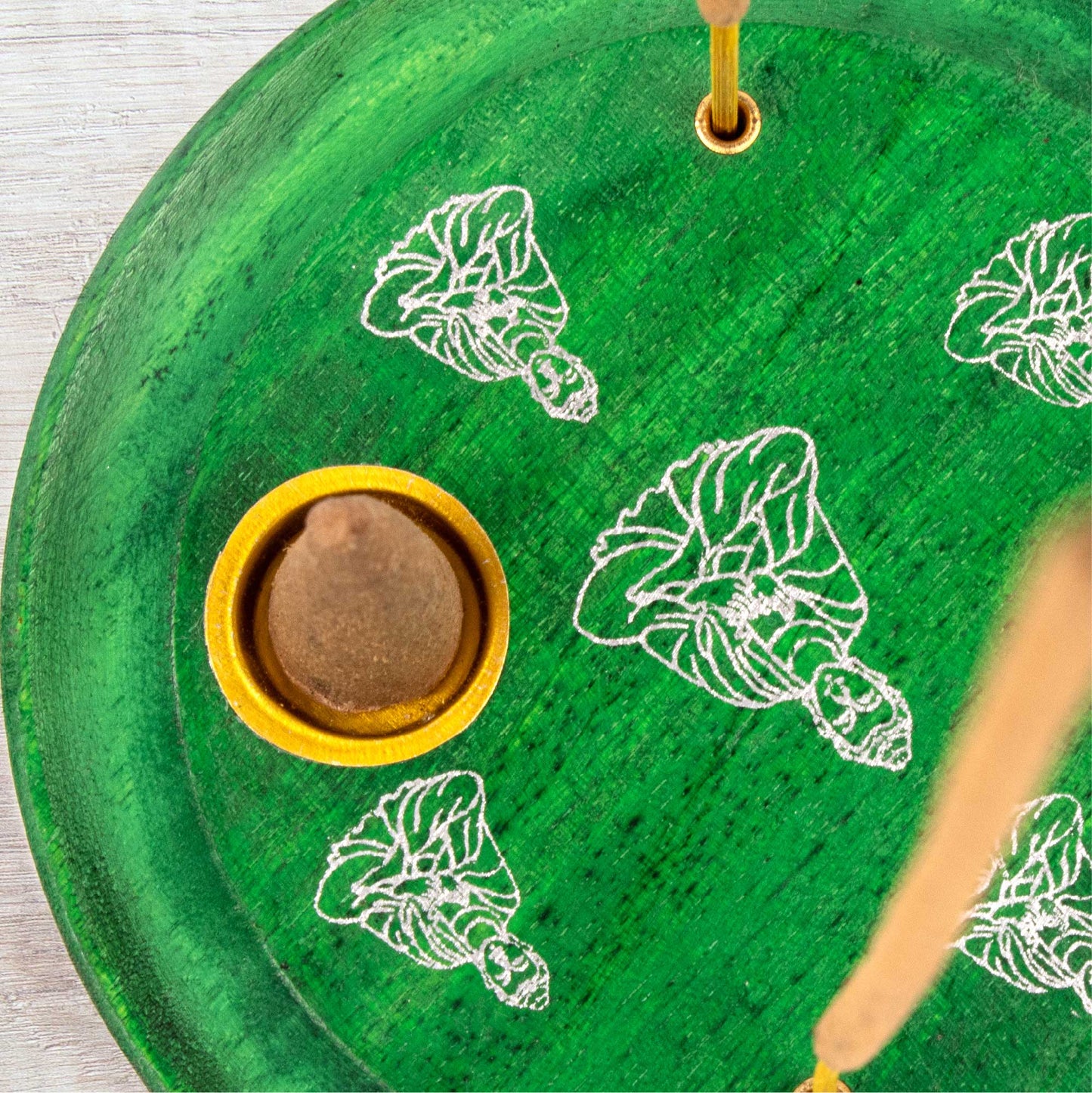 Incense Cone Plate - Buddha Green