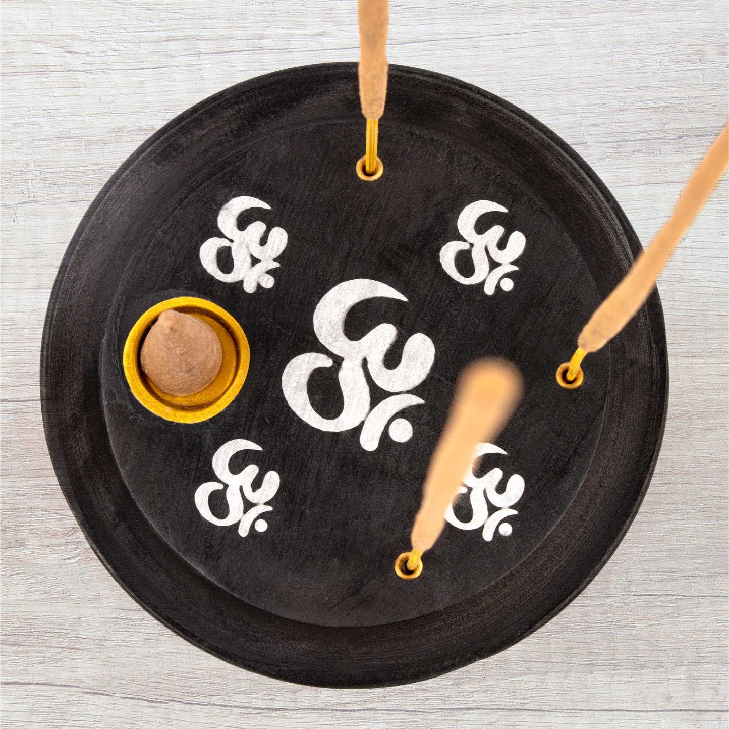 Incense Cone Plate - Om Black