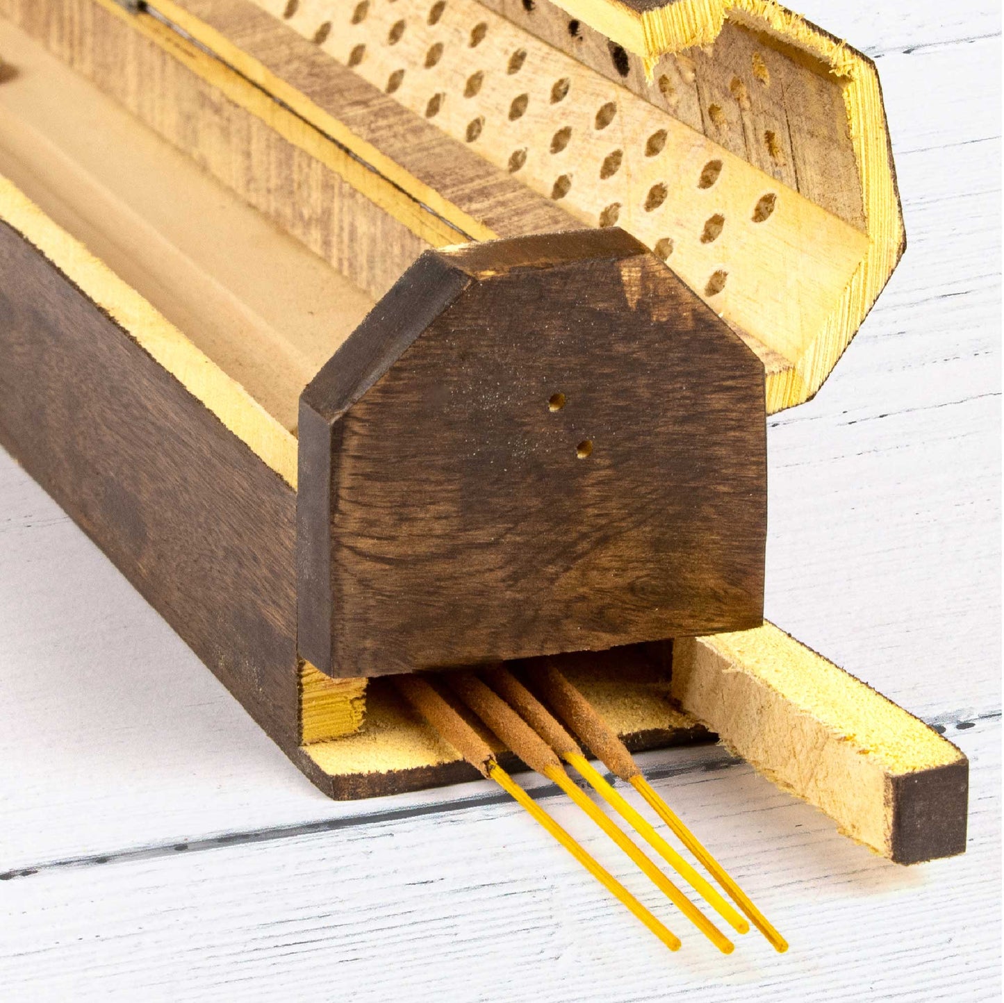 Wooden Incense Box - Stained Ornament Cutout