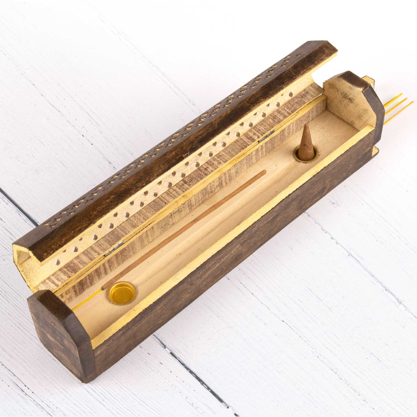 Wooden Incense Box - Stained Ornament Cutout