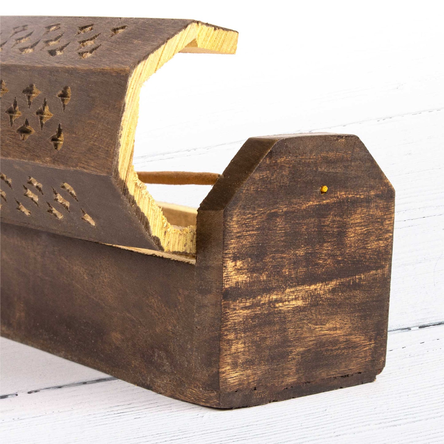 Wooden Incense Box - Stained Ornament Cutout
