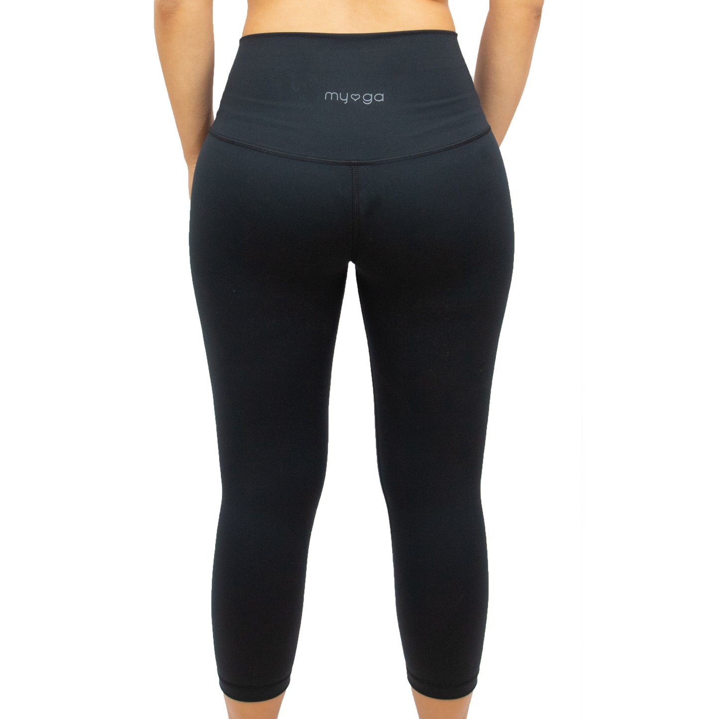 High Waist Capri Yoga Leggings - Black