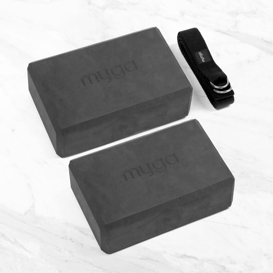 Yoga Blocks & Strap Set - Black