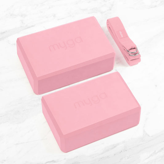 Yoga Blocks & Strap Set - Pink