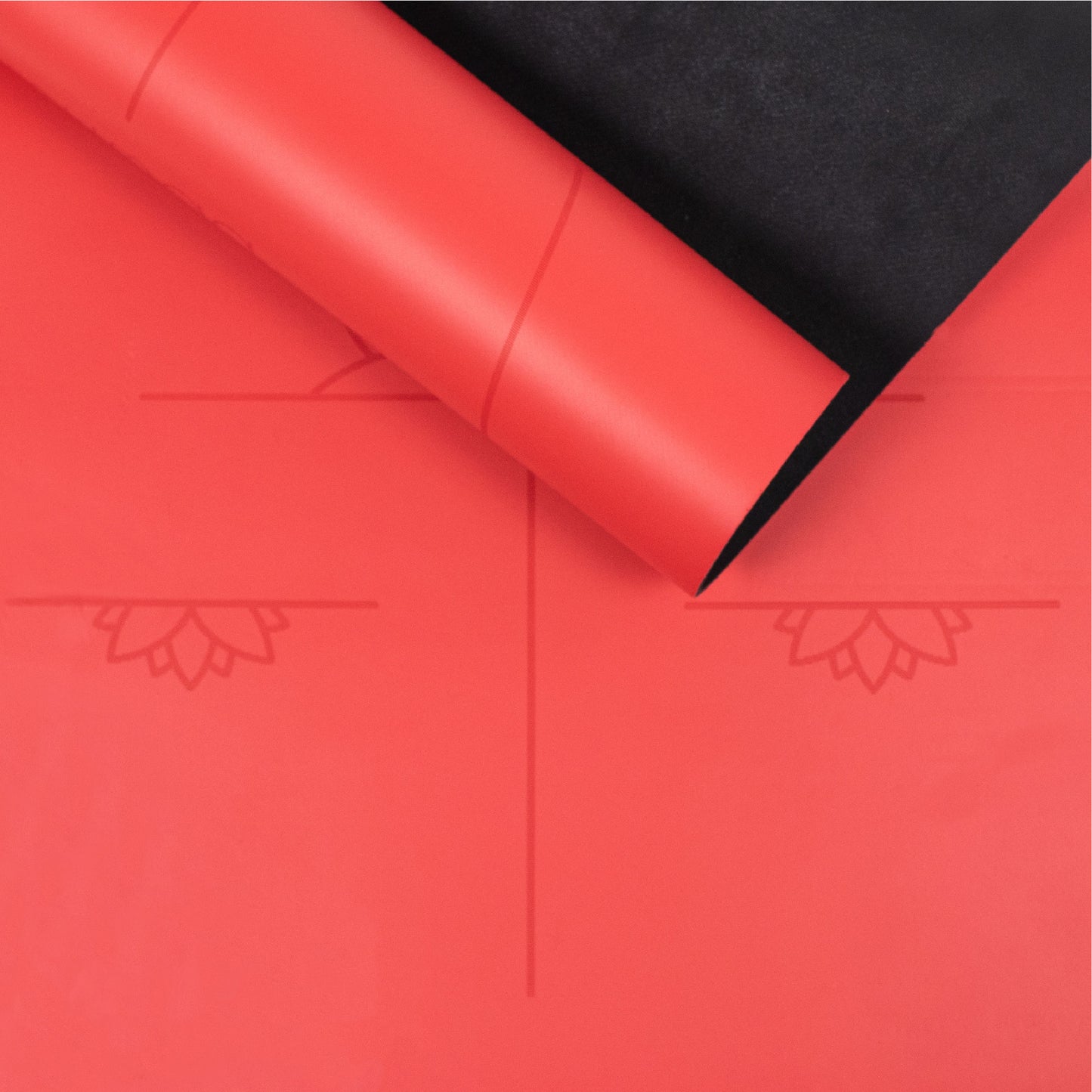 Extra Large Red Lotus Alignment Yoga Mat