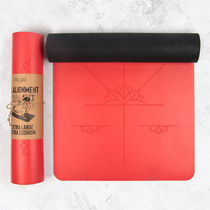 Extra Large Red Lotus Alignment Yoga Mat