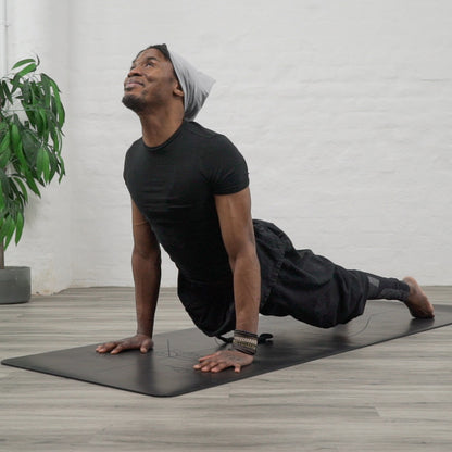 Extra Large Black Lotus Alignment Yoga Mat