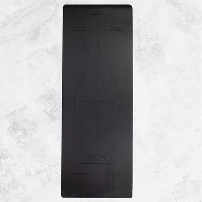 Extra Large Black Lotus Alignment Yoga Mat
