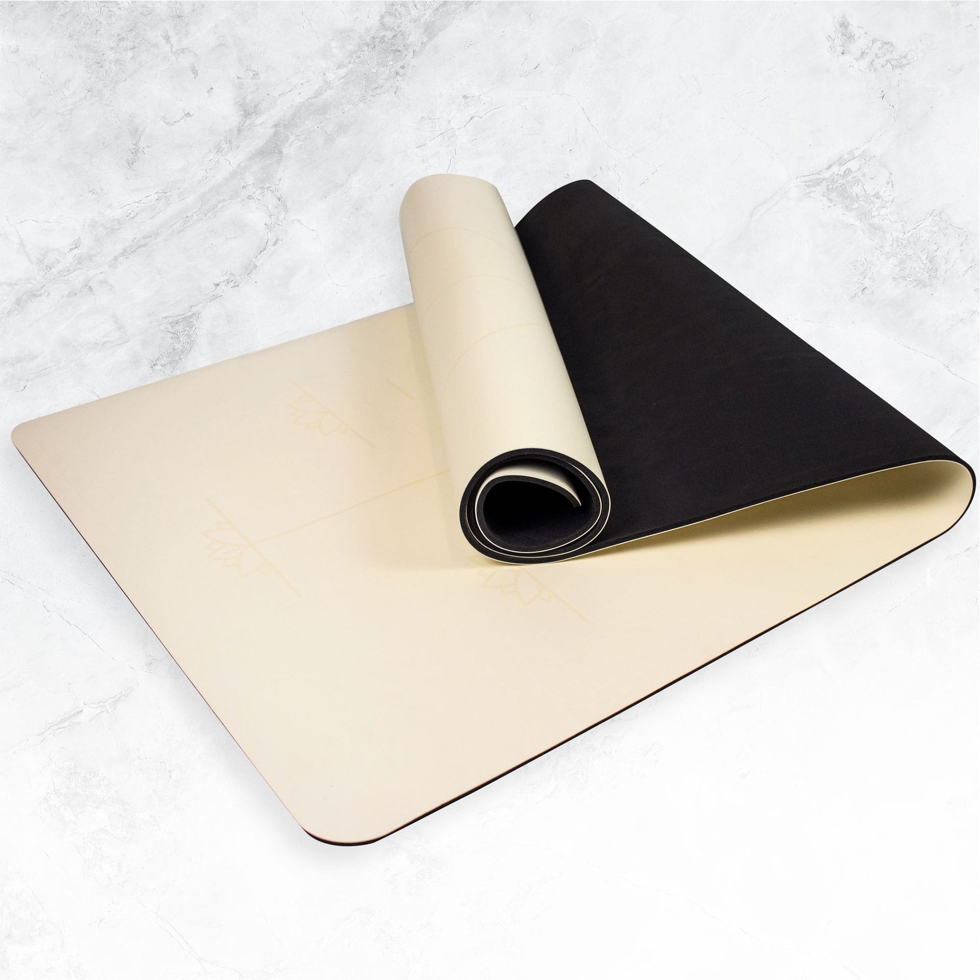 Extra Large Cream Lotus Alignment Yoga Mat –