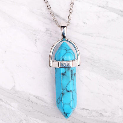 Silver Plated Necklace - Turquoise Pendant