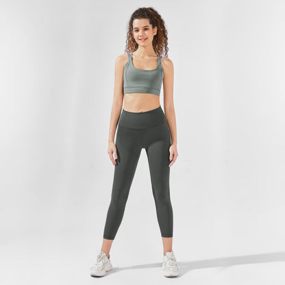 High-Waisted 7/8 YULA Yoga Leggings - Dark Grey
