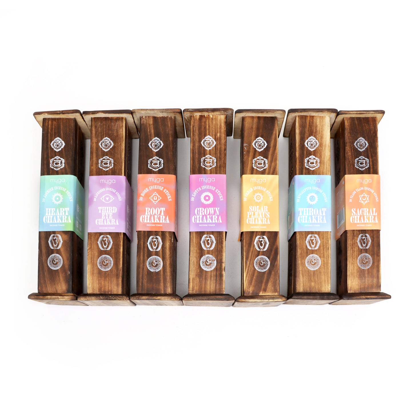 Chakra Incense Towers With Incense Sticks