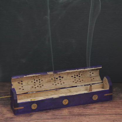 Wooden Incense Box - Purple