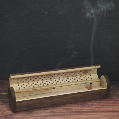 Wooden Incense Box - Stained Ornament Cutout