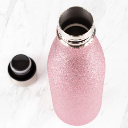Metal Water Bottle 500ml - Pink Glitter