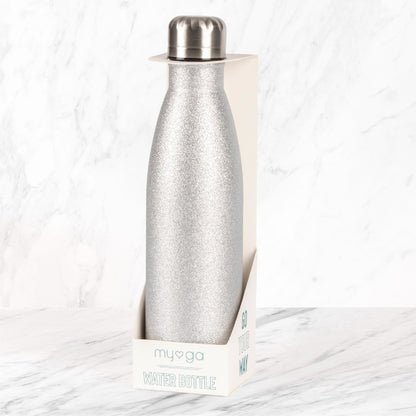 Metal Water Bottle 500ml - Silver Glitter